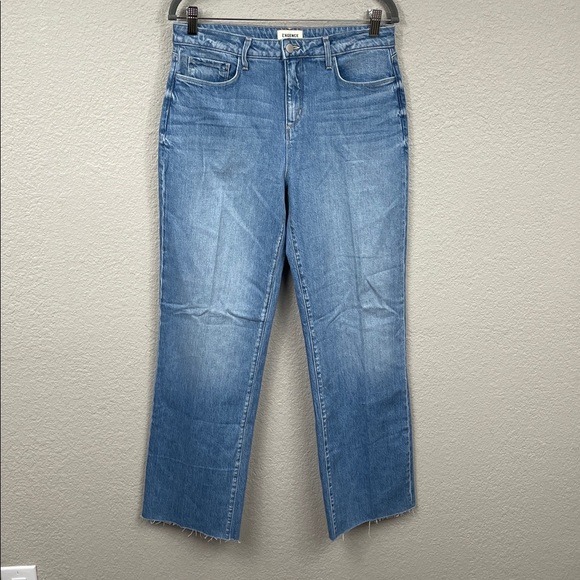 New L’Agence Tiana High Rise Wide Leg Jeans Seneca Raw Hem Blue Sz 29 - Picture 3 of 13